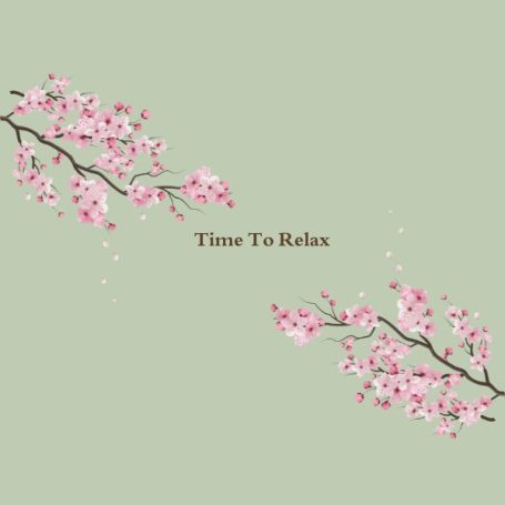 Time to Relax Gift Card Gift Card suitable for all showinh Japanese blossom on a soft green background with the text, 'Time to Relax' in the centre.